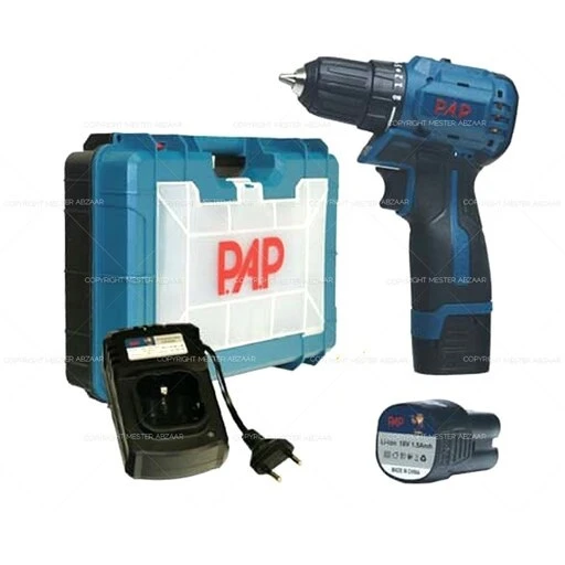دریل شارژی 18 ولت براشلس دو باطری P.A.P مدل BD-1815