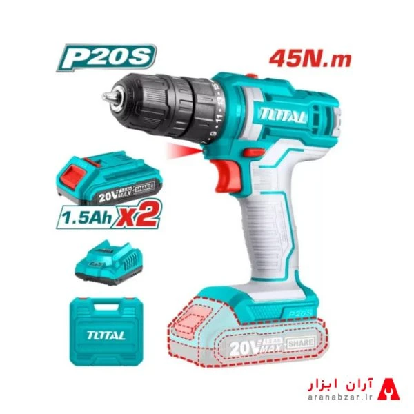 دریل شارژی 20 ولت 1.5 آمپر توتال مدل TDLI20028