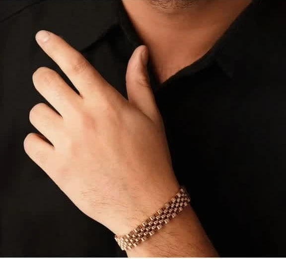 دستبند استیل ROLEX سایز 12میل رزگلد