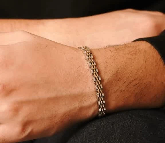 دستبند استیل ROLEX سایز 6میل دورنگ