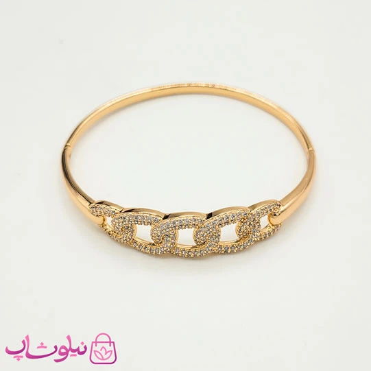دستبند النگویی زنانه ژوپینگ طلایی نگیندار سایز 3 کد 5791