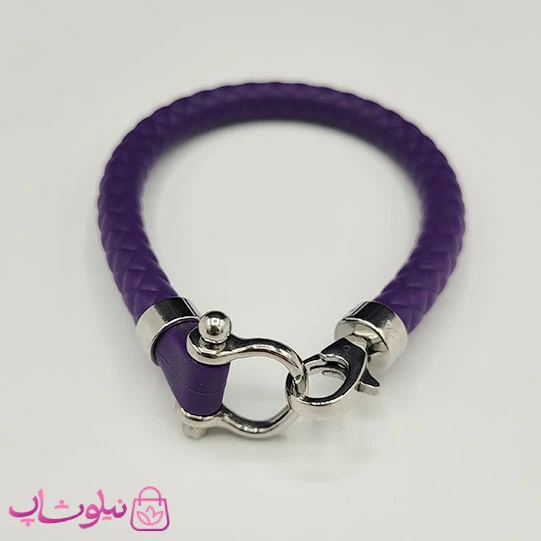 دستبند امگا رابر رنگ بنفش با قفل نقره ای کیفیت مستر کد 900