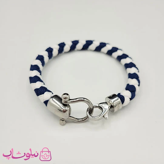 دستبند امگا مردانه زنانه مدل کنفی سفید سرمه ای کیفیت مستر کد 800