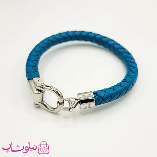 دستبند امگا چرم مردانه سبزآبی
