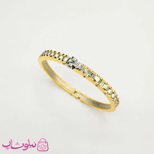دستبند بنگل مردانه مدل رولکس طلایی نقره ای کد 370