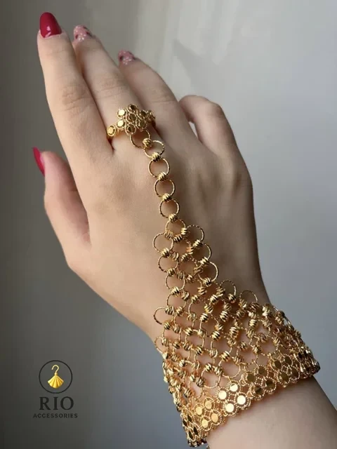 دستبند تمیمه خلیجی زنانه روکش طلای 24 عیار شیک و خاص