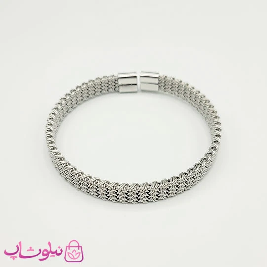 دستبند حصیری مردانه استیل نقره ای رنگ کد 1991