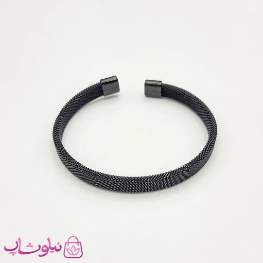 دستبند حصیری مردانه زنانه استیل مشکی کد 2491