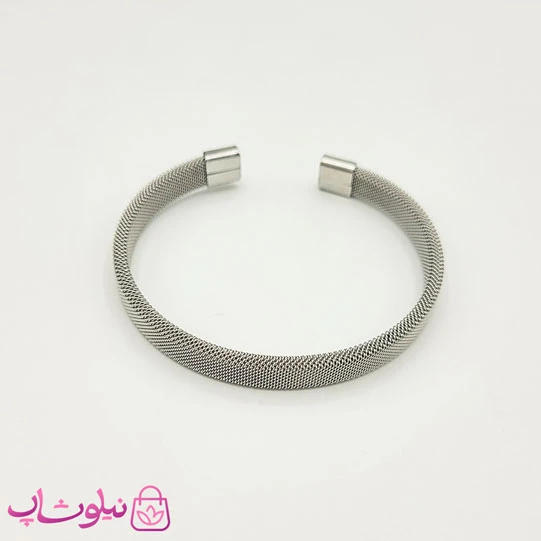 دستبند حصیری مردانه زنانه استیل نقره ای کد 2491