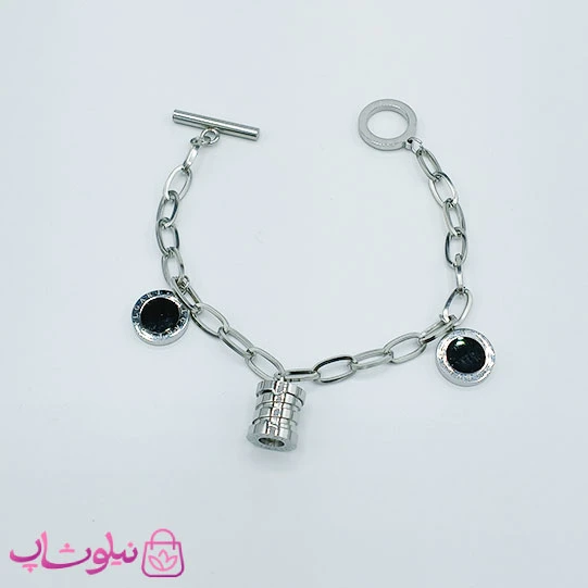 دستبند دخترانه آویز دار مدل بولگاری نقره ای کد 1886