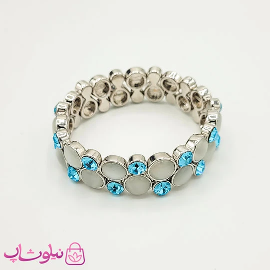 دستبند دخترانه برند کلیو Clio مدل کشی طوسی آبی کد 484