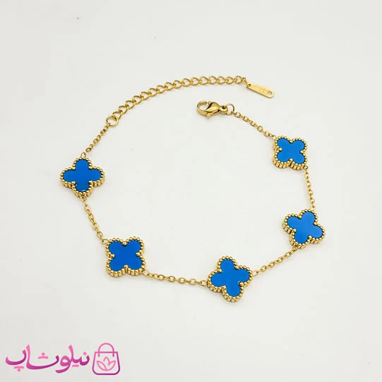 دستبند دخترانه مدل ونکلیف آبی استیل کد 1691