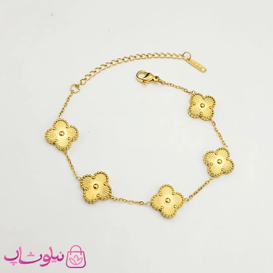دستبند دخترانه مدل ونکلیف طلایی کد 158