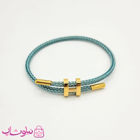 دستبند دخترانه هرمس مدل سبزآبی طلایی کد 150