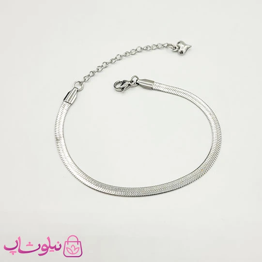 دستبند دخترانه هرینگبون نقره ای استیل 4 میل کد 791