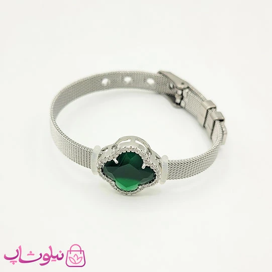 دستبند دخترانه ونکلیف طرح بند ساعت طلایی نقره ای کد 212