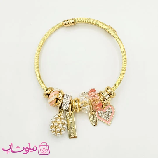 دستبند دخترانه پاندورا استیل مدل توت و قلب کد 1388