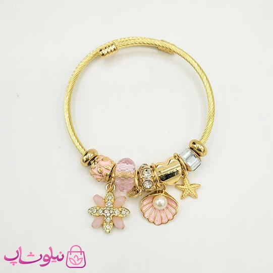 دستبند دخترانه پاندورا استیل مدل صدف و ستاره کد 1388