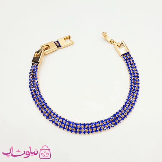 دستبند دخترانه ژوپینگ طرح تنیسی آبی طلایی کد 4391