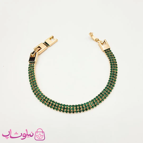 دستبند دخترانه ژوپینگ طرح تنیسی سبز طلایی کد 4391