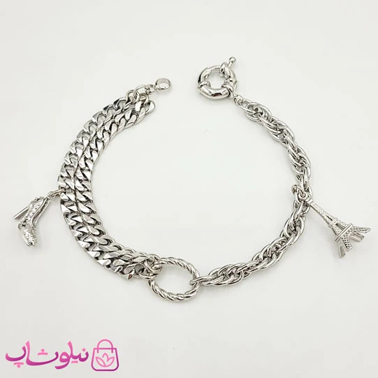 دستبند دخترانه ژوپینگ فانتزی با آویز ایفل و کفش کد 202