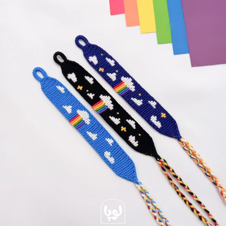 دستبند دوستی دخترانه طرح ابر رنگ مشکی و آبی