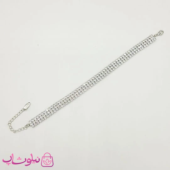 دستبند زنانه ysx طرح تنیسی سه لاین نقره ای کد 196