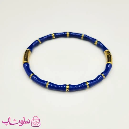 دستبند زنانه استیل مدل بامبو (استخوانی) آبی کد 197