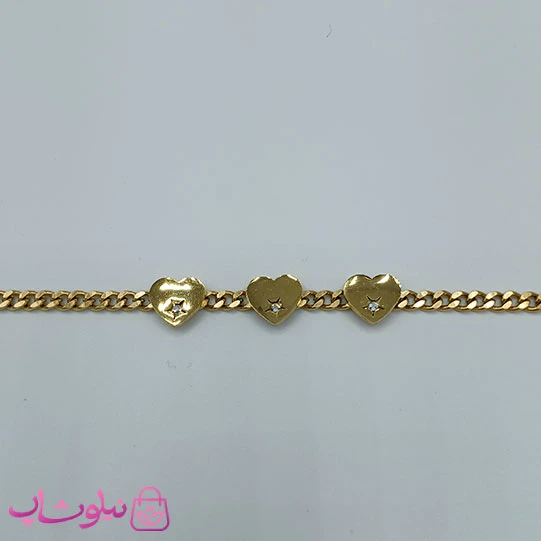 دستبند زنانه استیل مدل قلب نگین دار کد 1849
