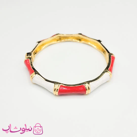 دستبند زنانه مدل بامبو (استخوانی) قرمز سفید کد 2498