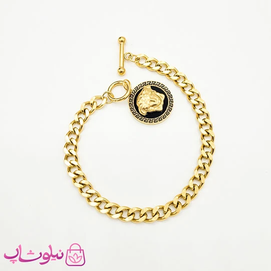 دستبند زنانه ورساچه مدل شیر مشکی برجسته کد 2591