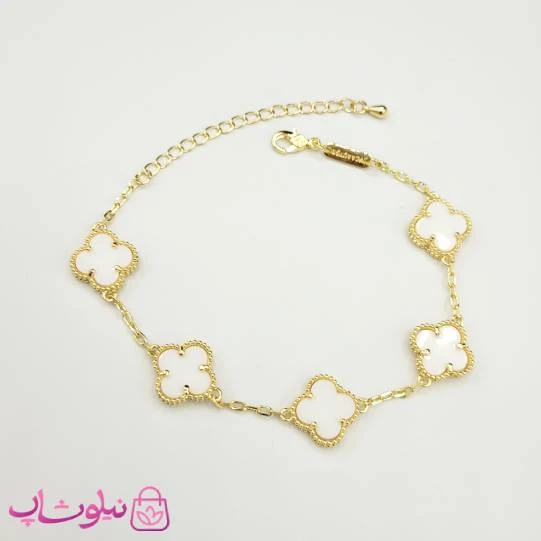 دستبند زنانه ونکلیف سفید آبکاری طلا کیفیت مستر کد 370