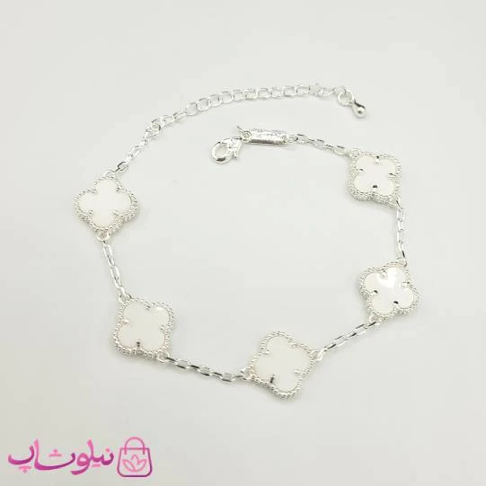 دستبند زنانه ونکلیف سفید آبکاری نقره کیفیت مستر کد 370