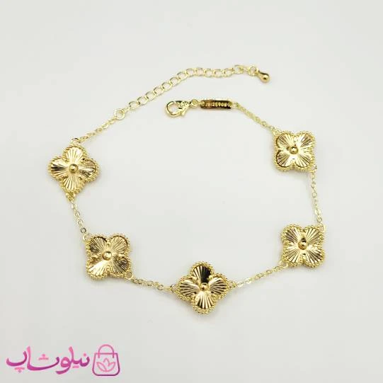دستبند زنانه ونکلیف فول طلایی رنگ آبکاری طلا کیفیت مستر کد 450