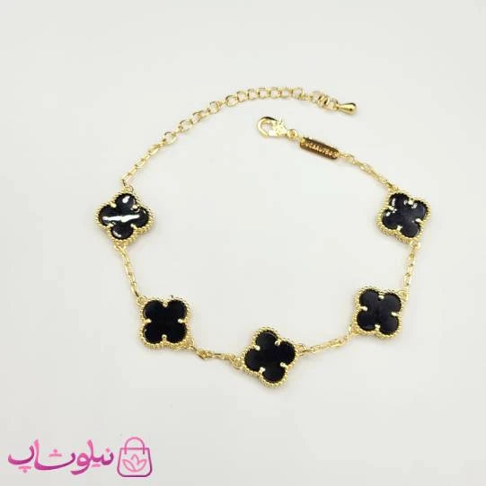 دستبند زنانه ونکلیف مشکی آبکاری طلا کیفیت مستر کد 700