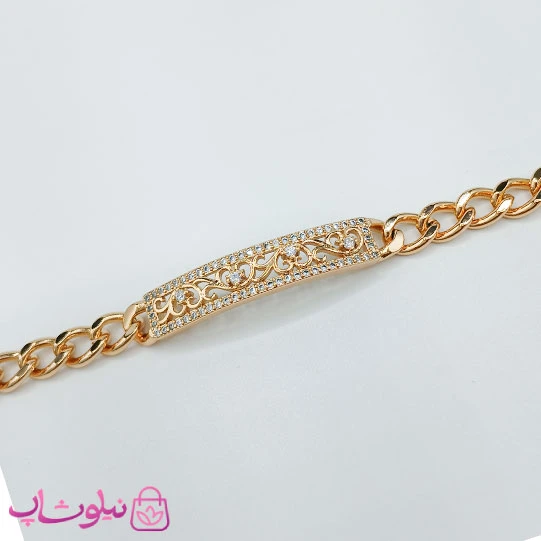 دستبند زنانه ژوپینگ با پلاک نگیندار کد 2997