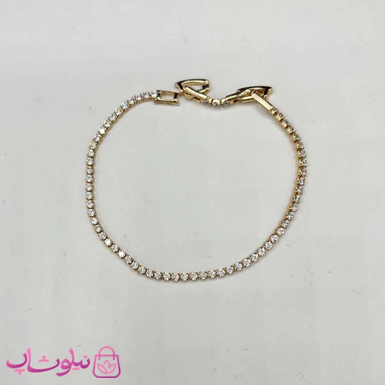 دستبند زنانه ژوپینگ ظریف طرح تنیسی نگین سفید کد 2291