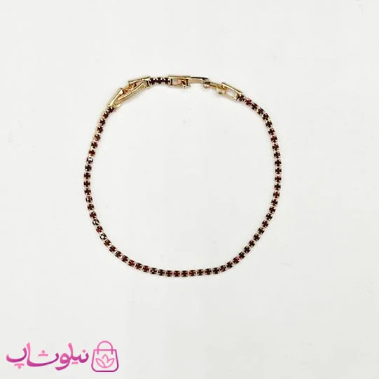 دستبند زنانه ژوپینگ ظریف طرح تنیسی نگین قرمز کد 179