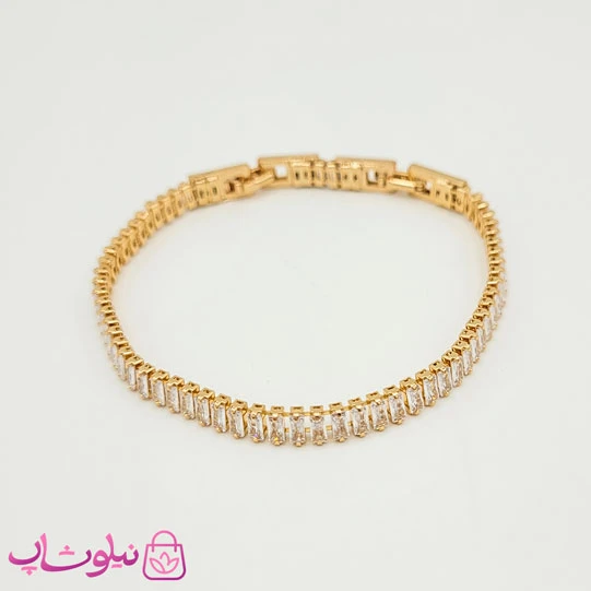 دستبند زنانه ژوپینگ مدل تنیسی با نگین سفید کد 2391