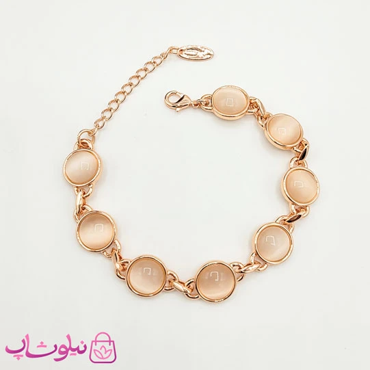 دستبند زنانه کلیو Clio رزگلد با کریستالهای دایره کد 300
