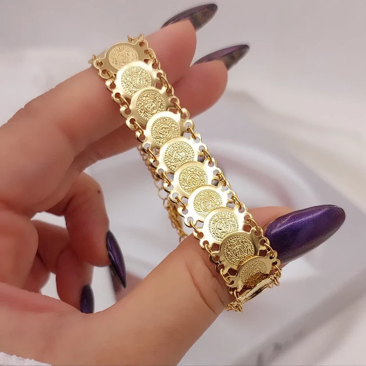 دستبند سکه دار زنانه طرح طلا جدید برند CityGold شیک| ۱۶۶۳