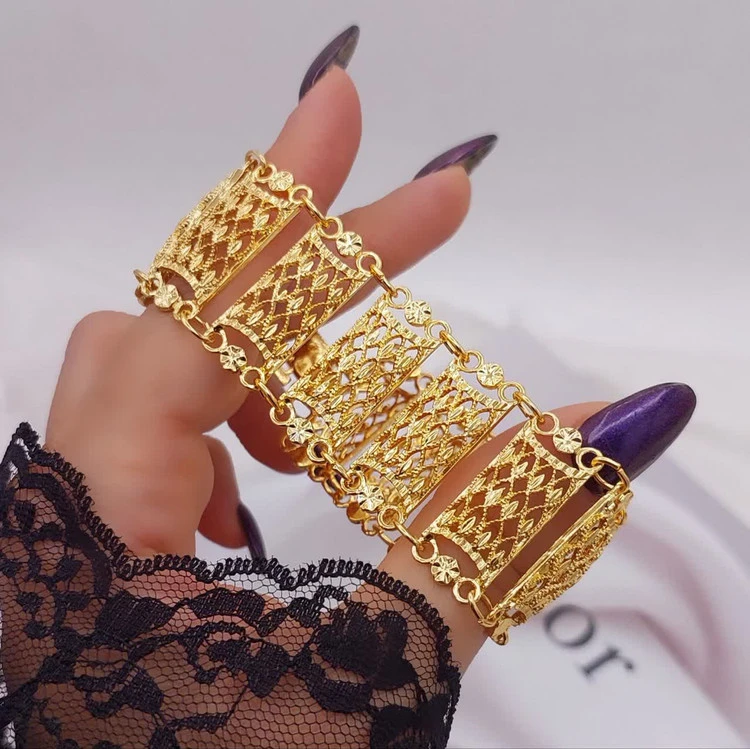 دستبند طرح طلا زنانه CityGold مدل پهن خاص| ۱۶۶۴