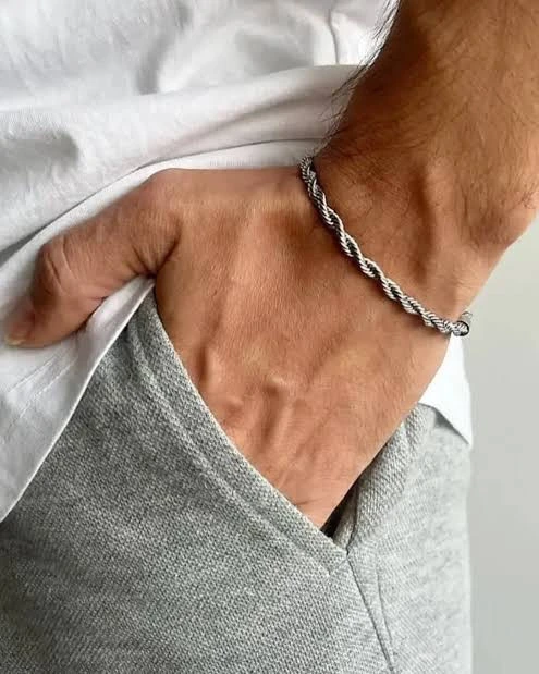 دستبند طنابی نقره ای