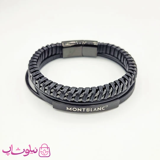 دستبند مردانه برند مون بلان کامل مشکی کد 330