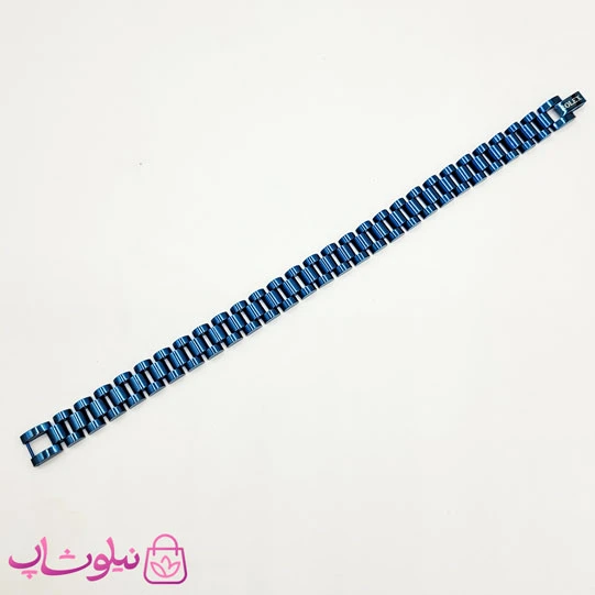 دستبند مردانه زنانه استیل طرح رولکس آبی کد 4891