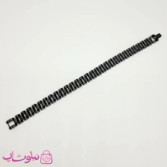 دستبند مردانه زنانه استیل طرح رولکس مشکی کد 4891
