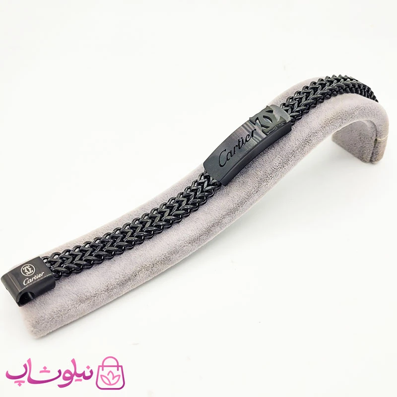 دستبند مردانه زنجیری کارتیه مشکی