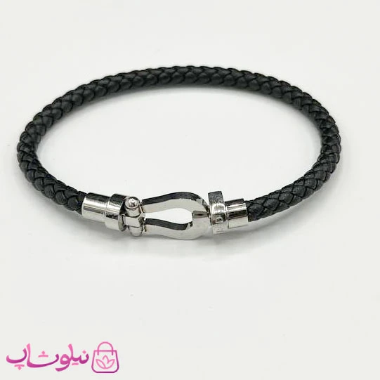 دستبند مردانه طرح فرد Fred مشکی نقره ای کد 179
