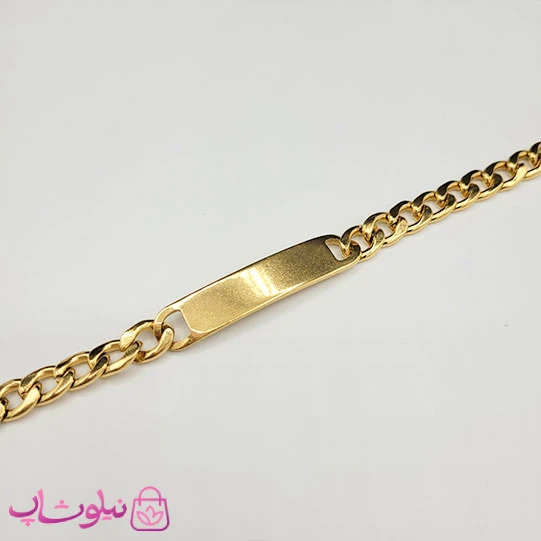 دستبند مردانه مدل کارتیه پلاک دار طلایی رنگ کد 2891