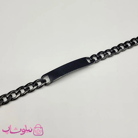 دستبند مردانه مدل کارتیه پلاک دار مشکی رنگ کد 2891